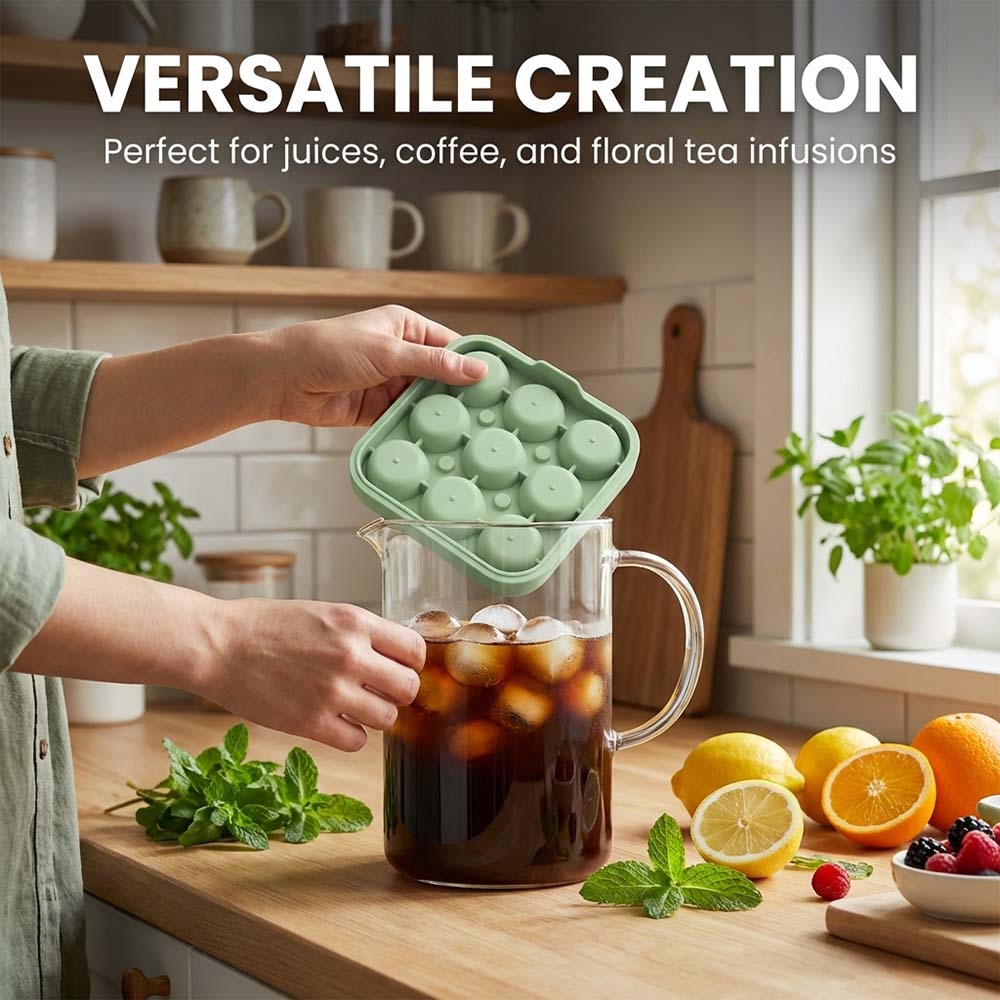 🌹 Rose Ice Cube Tray – 9-Cavity Silicone Mold for Whiskey & Cold Drinks