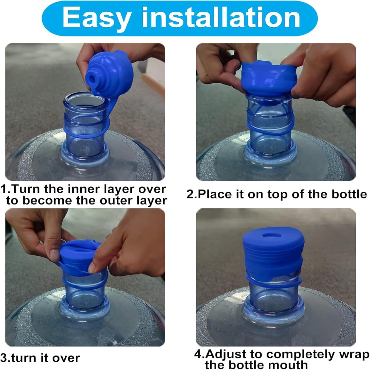 Silicone Water Jug Seal Cap – Leak-Proof Replacement Lid for 3 & 5 Gallon Water Dispensers, Universal 55mm Bottle Cap