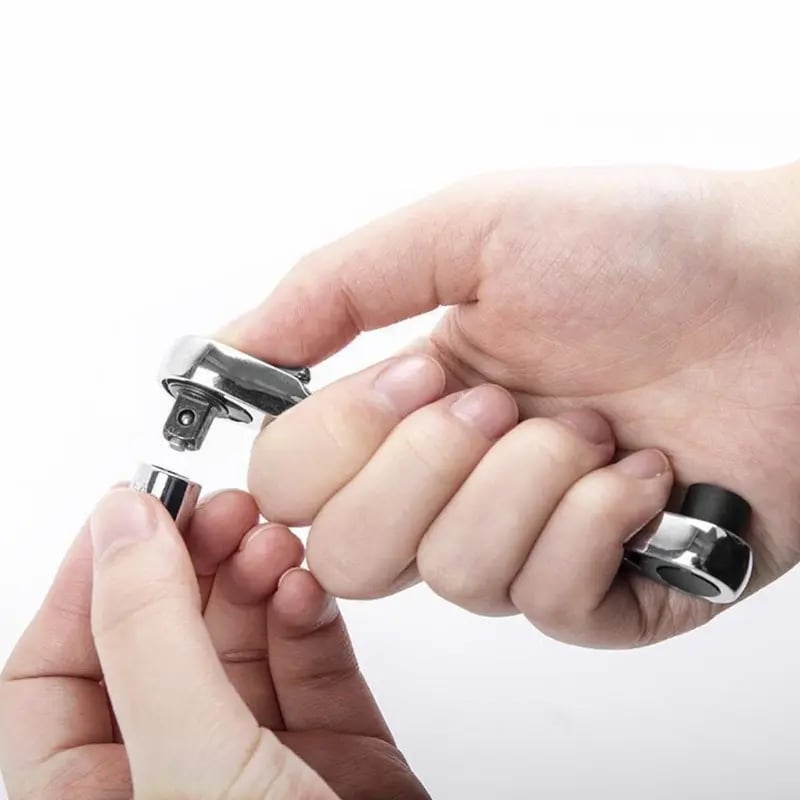 🛠️ 1/4 Inch Mini Double Headed Ratchet Wrench Silver 72-Tooth 5° Quick Release Drive Socket Tool