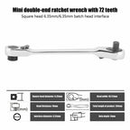 🛠️ 1/4 Inch Mini Double Headed Ratchet Wrench Silver 72-Tooth 5° Quick Release Drive Socket Tool