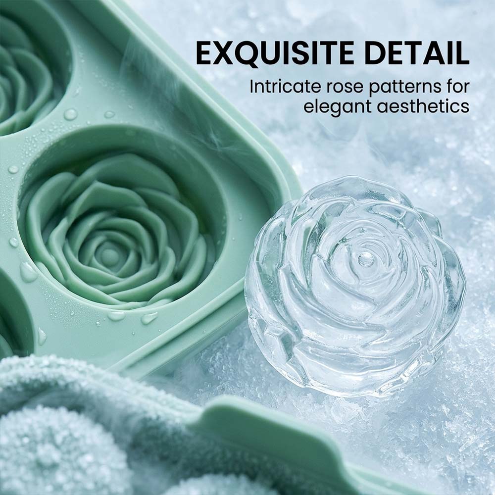 🌹 Rose Ice Cube Tray – 9-Cavity Silicone Mold for Whiskey & Cold Drinks