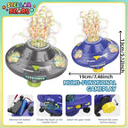 80ML Electric Flying Saucer Bubble Machine – Automatic Rotating Bubble Gun with LED Lights & Obstacle Avoidance for Outdoor Fun