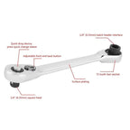 🛠️ 1/4 Inch Mini Double Headed Ratchet Wrench Silver 72-Tooth 5° Quick Release Drive Socket Tool