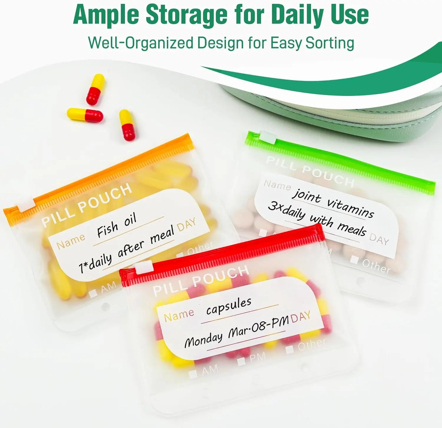Waterproof Pill Organizer Pouch Set