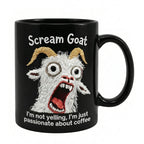 Funny Scream Goat Mug – “I’m Not Yelling, I’m Passionate About Coffee” Ceramic Coffee Cup
