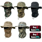 🔥Camouflage 6-in-1 Tactical Bucket Hat – Detachable Face Mask & Neck Flap for Sun Protection