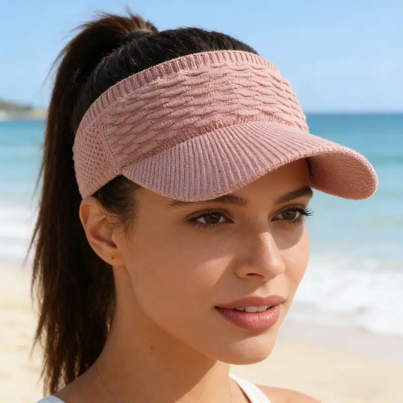 Women's Breathable Knit High Ponytail Sun Visor