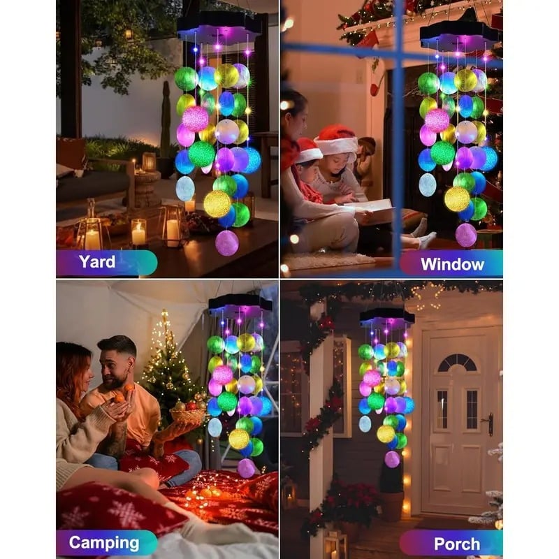 🌈 ✨ Solar-Powered Seashell Wind Chime Light