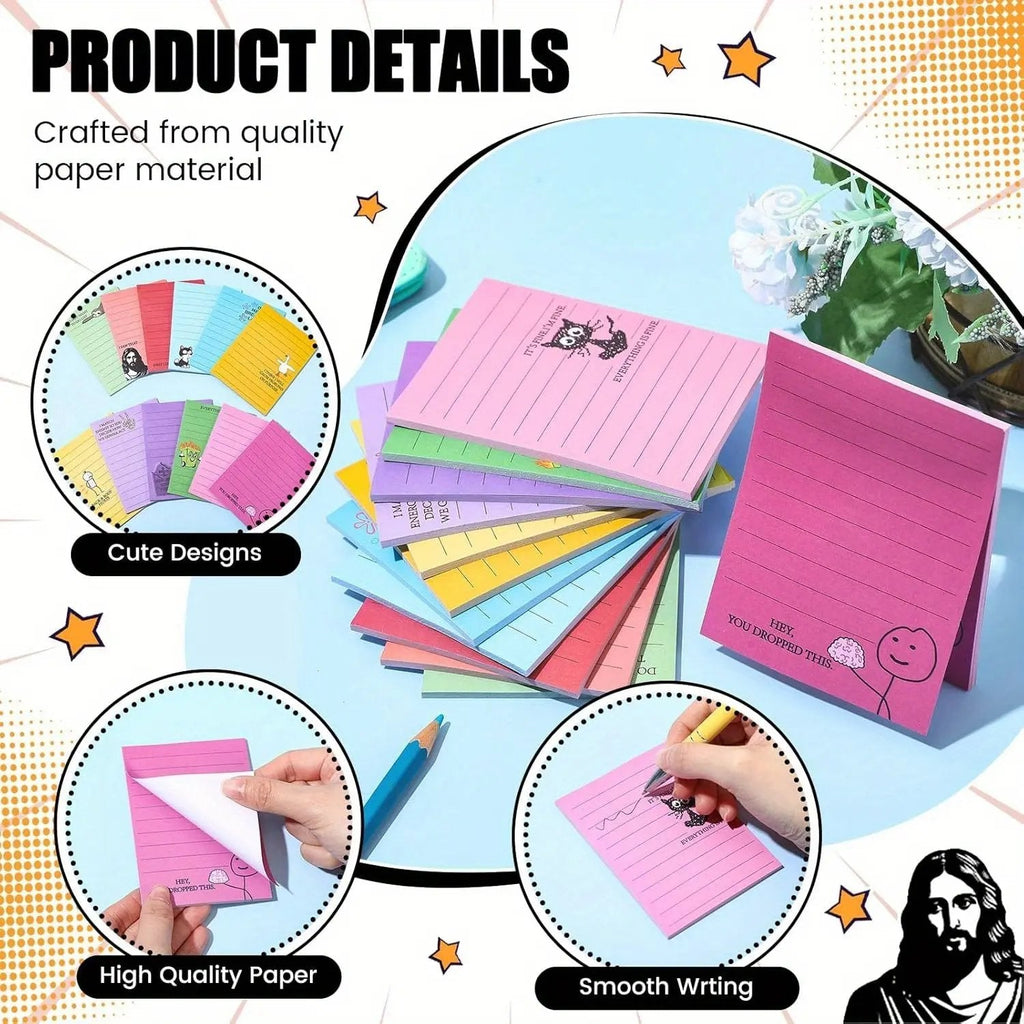 🔥12pcs Funny Office Sticky Notes Set