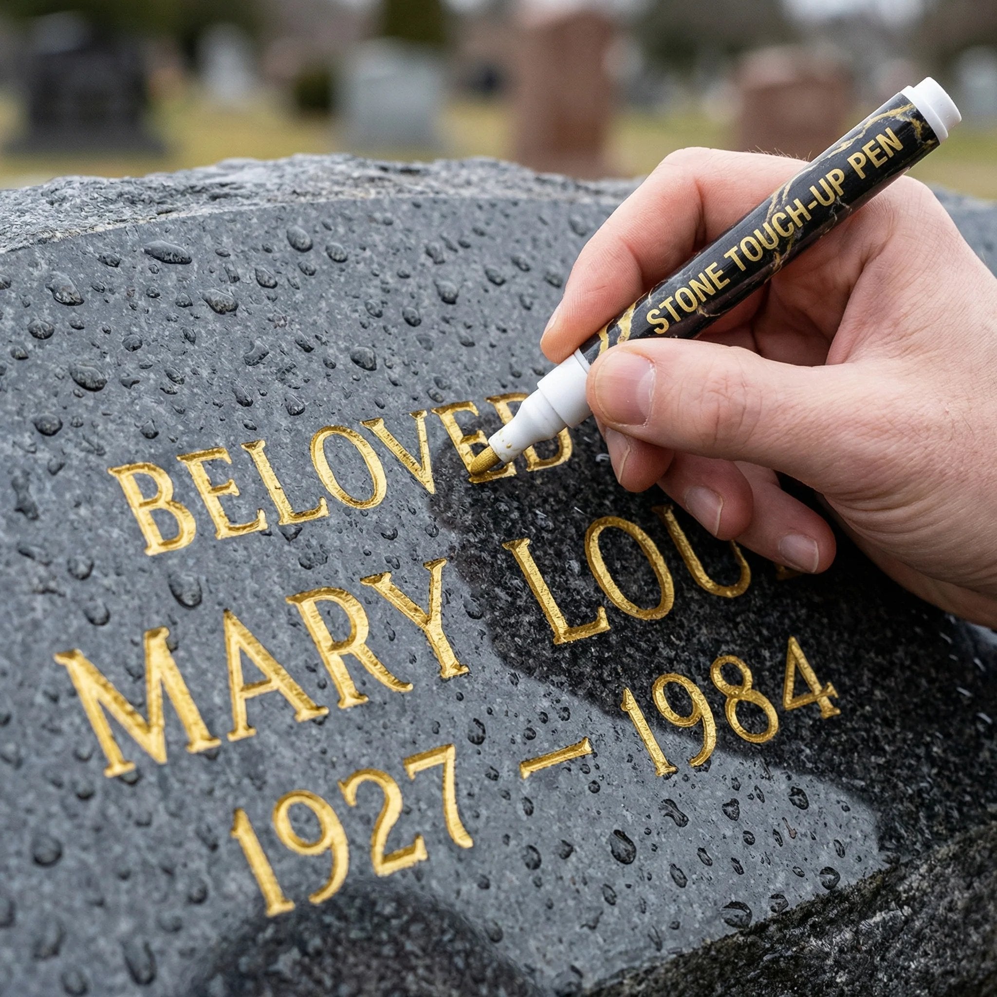Golden Tombstone Marker Pen for Restoring Faded Grave Inscriptions(2PCS)