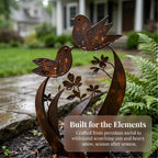 Bird & Wildflower Metal Garden Stake
