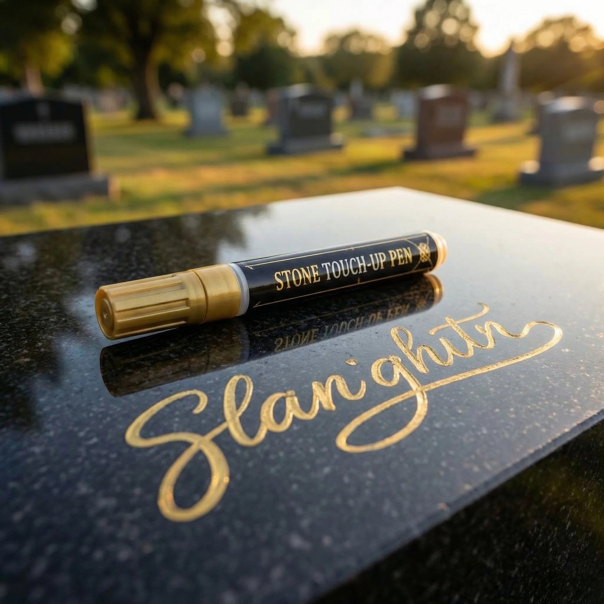 Golden Tombstone Marker Pen for Restoring Faded Grave Inscriptions(2PCS)
