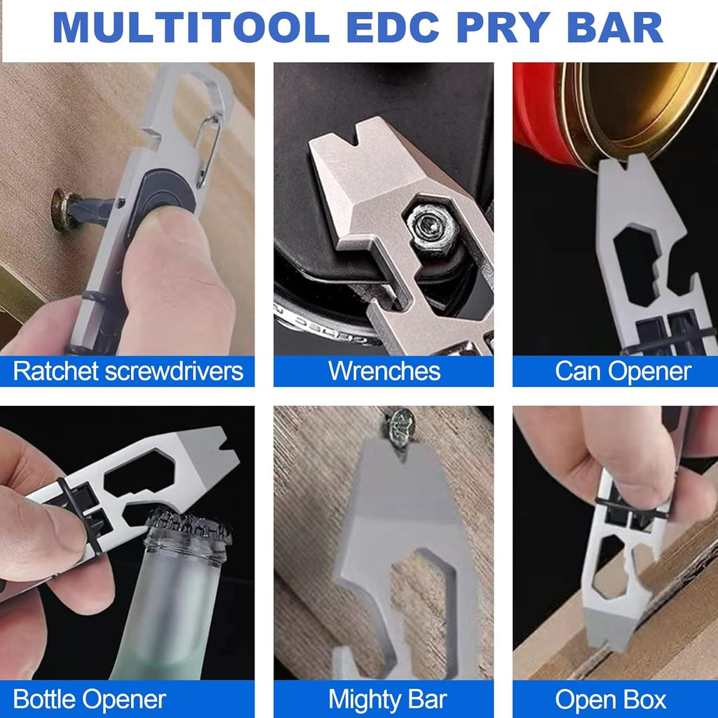 Pocket-Sized Multi-Function Keychain Pry Bar Tool with Wrench