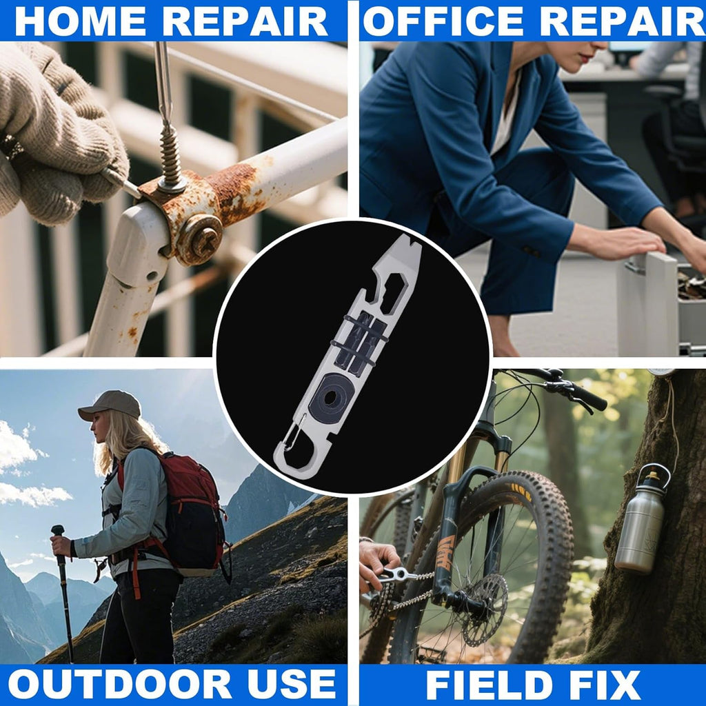 Pocket-Sized Multi-Function Keychain Pry Bar Tool with Wrench