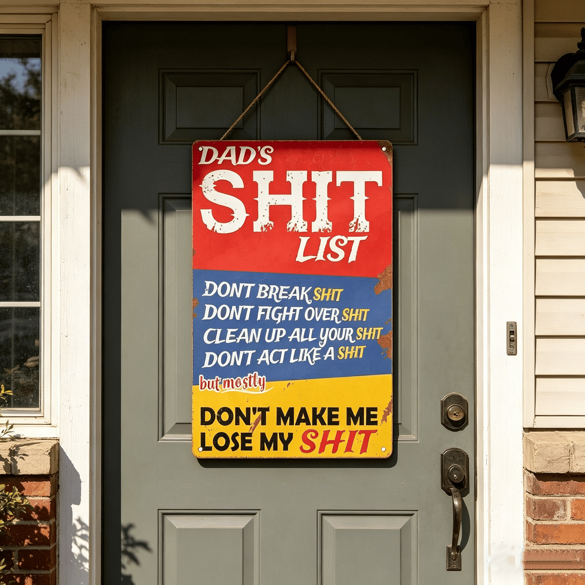 🎯Dad's Shit List Vintage Tin Sign – The Ultimate Funny Dad Gift & Garage Decor!🛠️