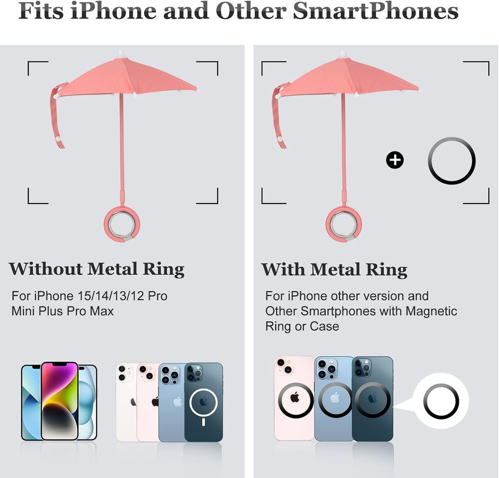 Magnetic Umbrella Phone Stand – Sun Shade & Ring Holder