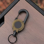 Heavy-Duty Retractable Carabiner Keychain – 64cm Steel Lanyard, 100K Pull Cycles