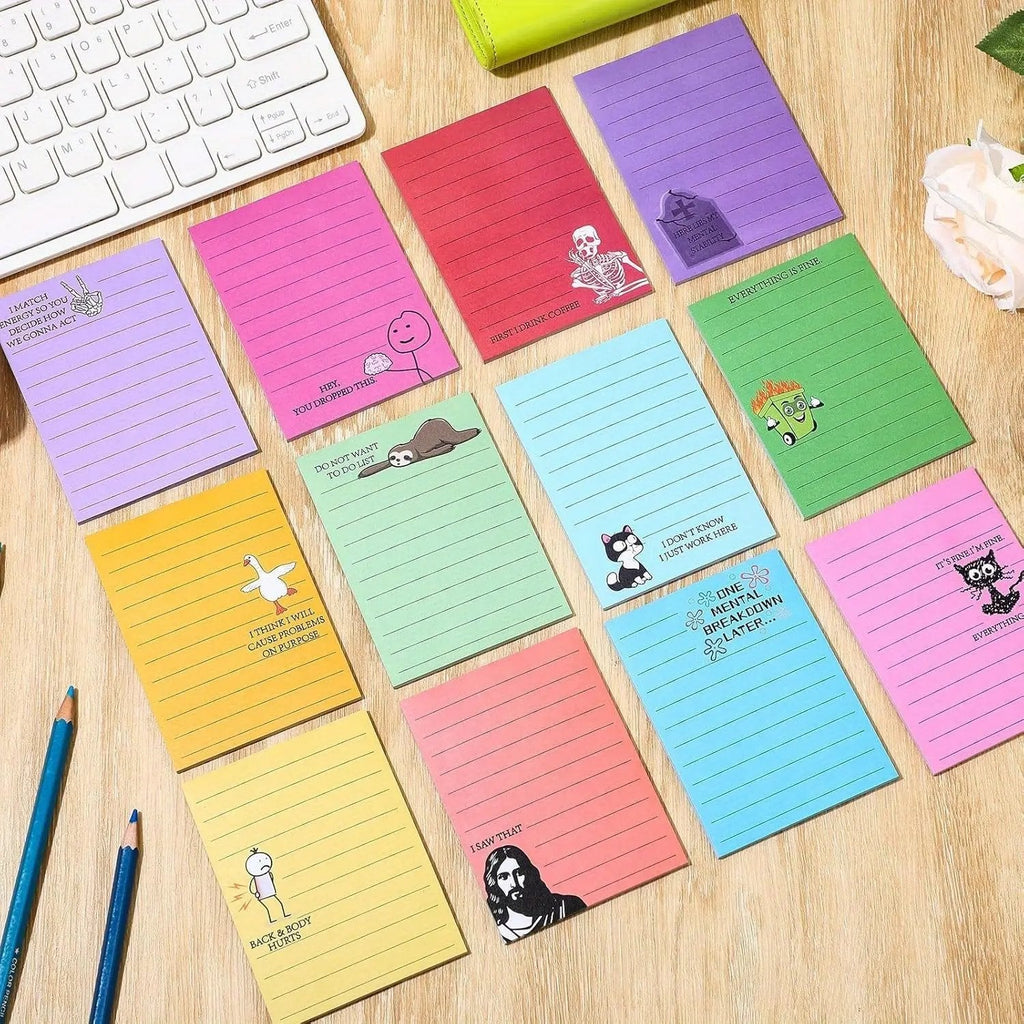 🔥12pcs Funny Office Sticky Notes Set