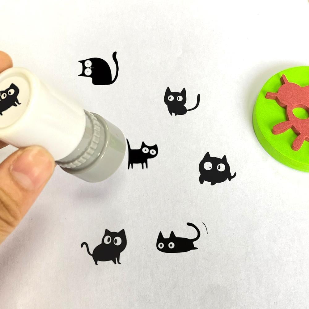 🐱 Cute Kitten Design Round Self-inking Stamp 🐾