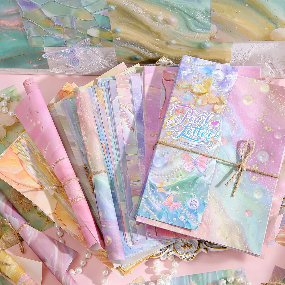 🌺160-sheet pearlescent scrapbook paper