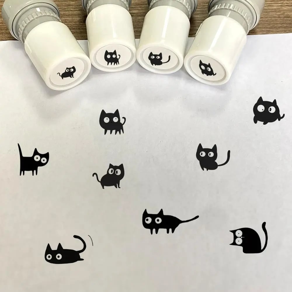 🐱 Cute Kitten Design Round Self-inking Stamp 🐾