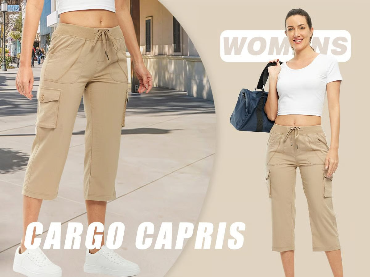 Women's Lightweight Hiking Capris: Quick-Dry, 6 Pockets, Loose Fit