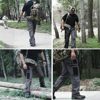 Men's Waterproof Tactical Work Pants - Solid Color with Multi-Pockets for Outdoor Activities