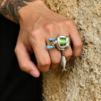 💍Lure reel pendant and ring combo set - rotating arm, suitable as a fishing ornament and gift🎁