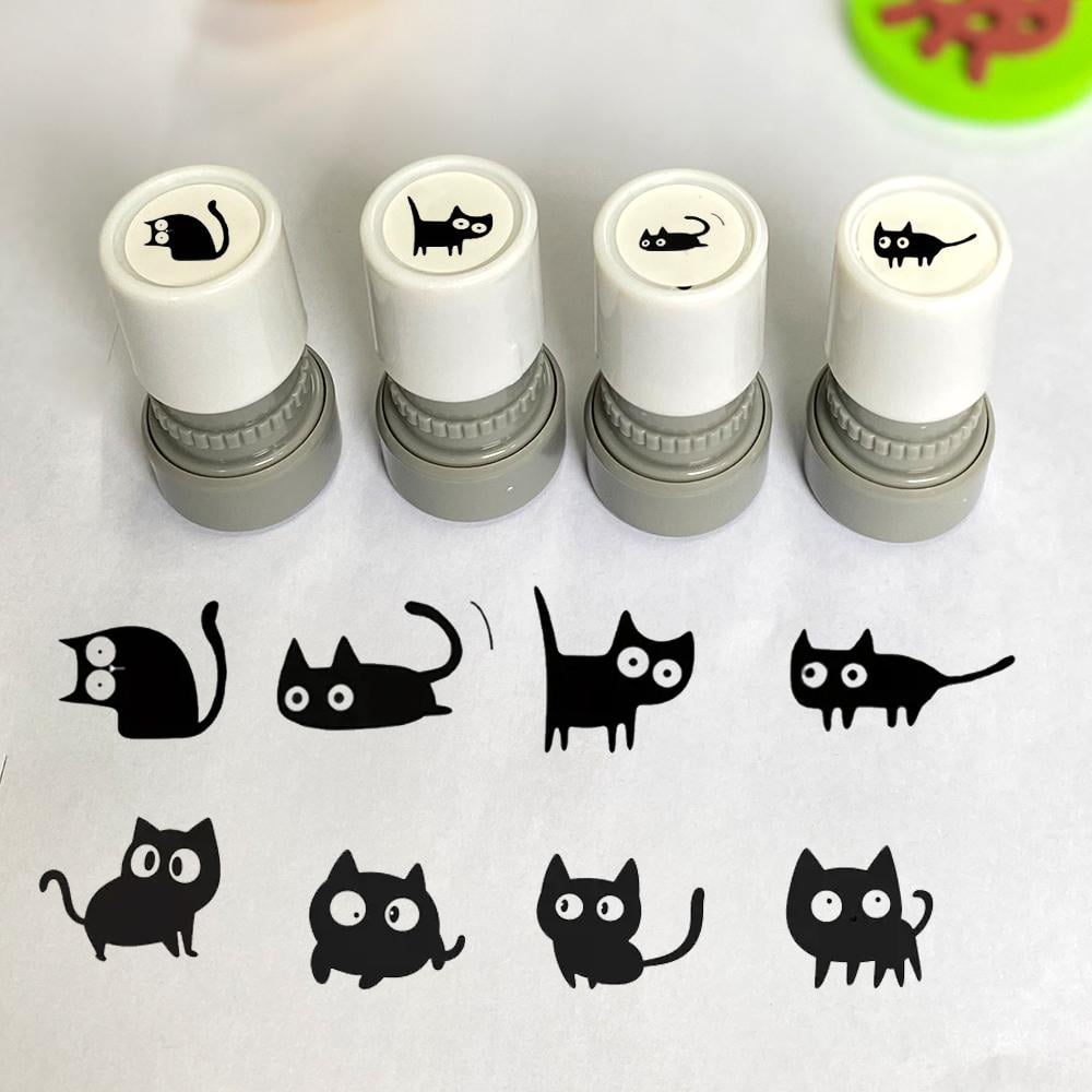 🐱 Cute Kitten Design Round Self-inking Stamp 🐾