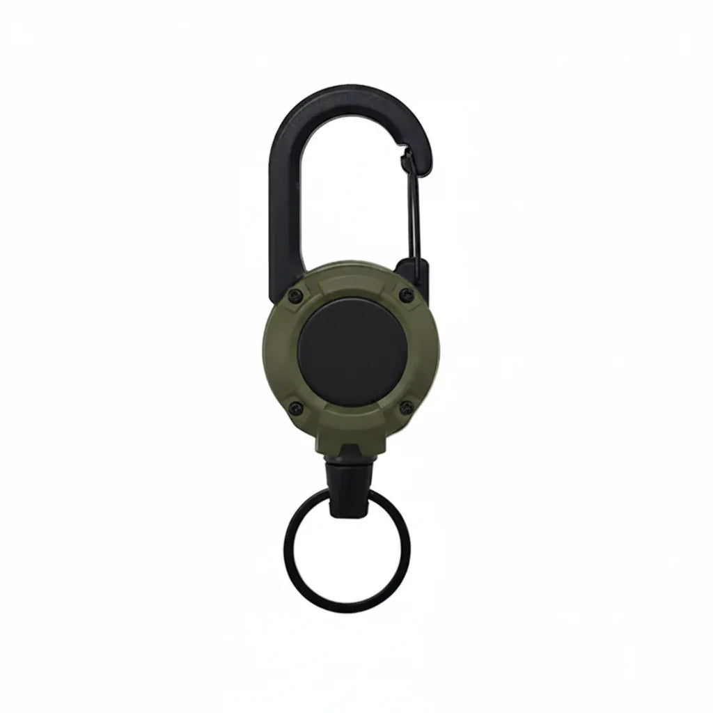 Heavy-Duty Retractable Carabiner Keychain – 64cm Steel Lanyard, 100K Pull Cycles