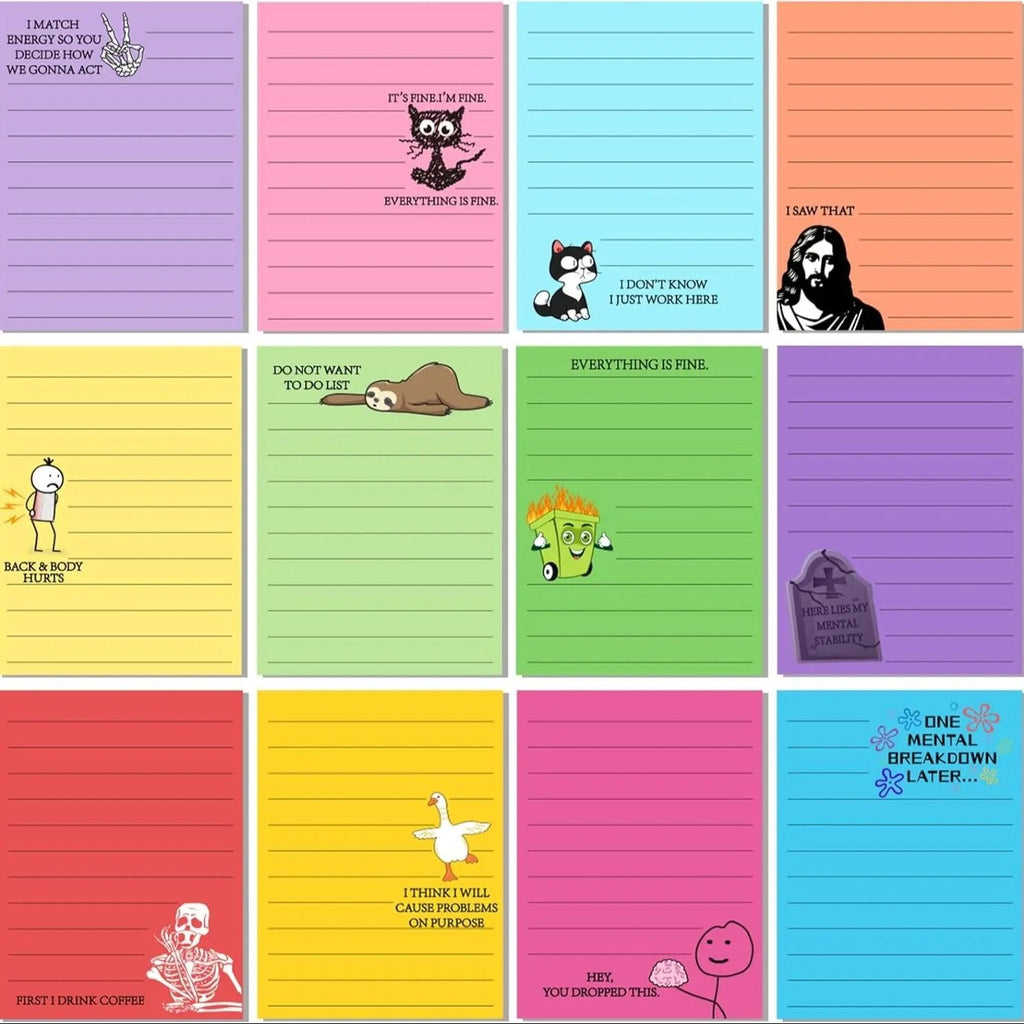🔥12pcs Funny Office Sticky Notes Set