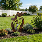 Bird & Wildflower Metal Garden Stake