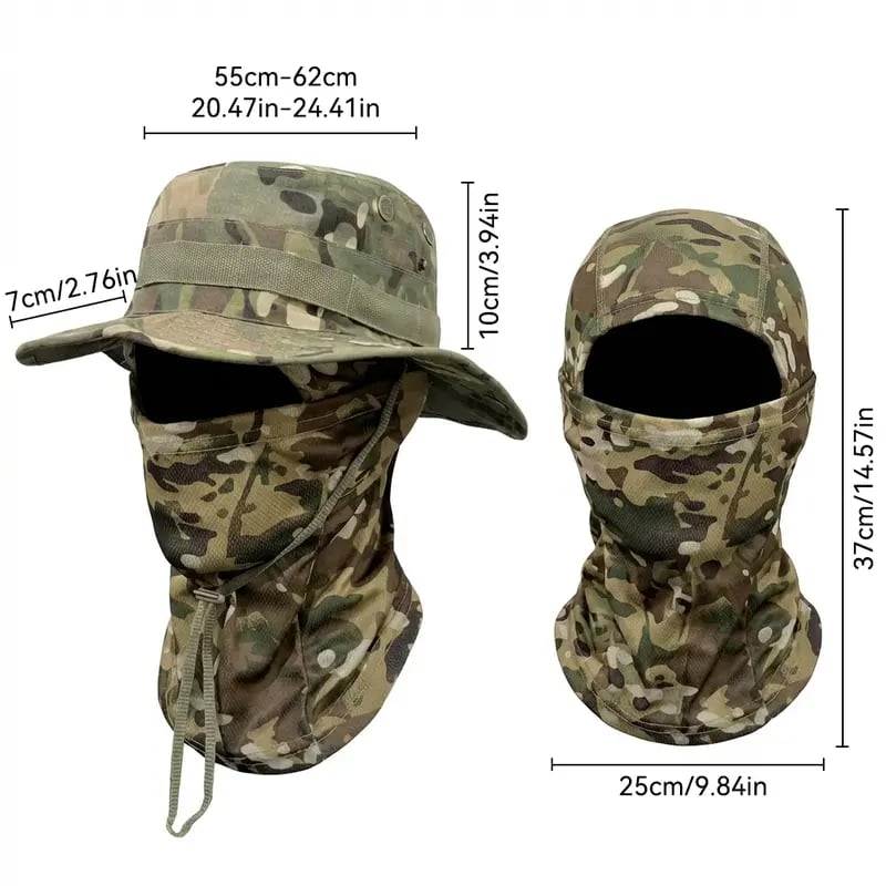 🔥Camouflage 6-in-1 Tactical Bucket Hat – Detachable Face Mask & Neck Flap for Sun Protection