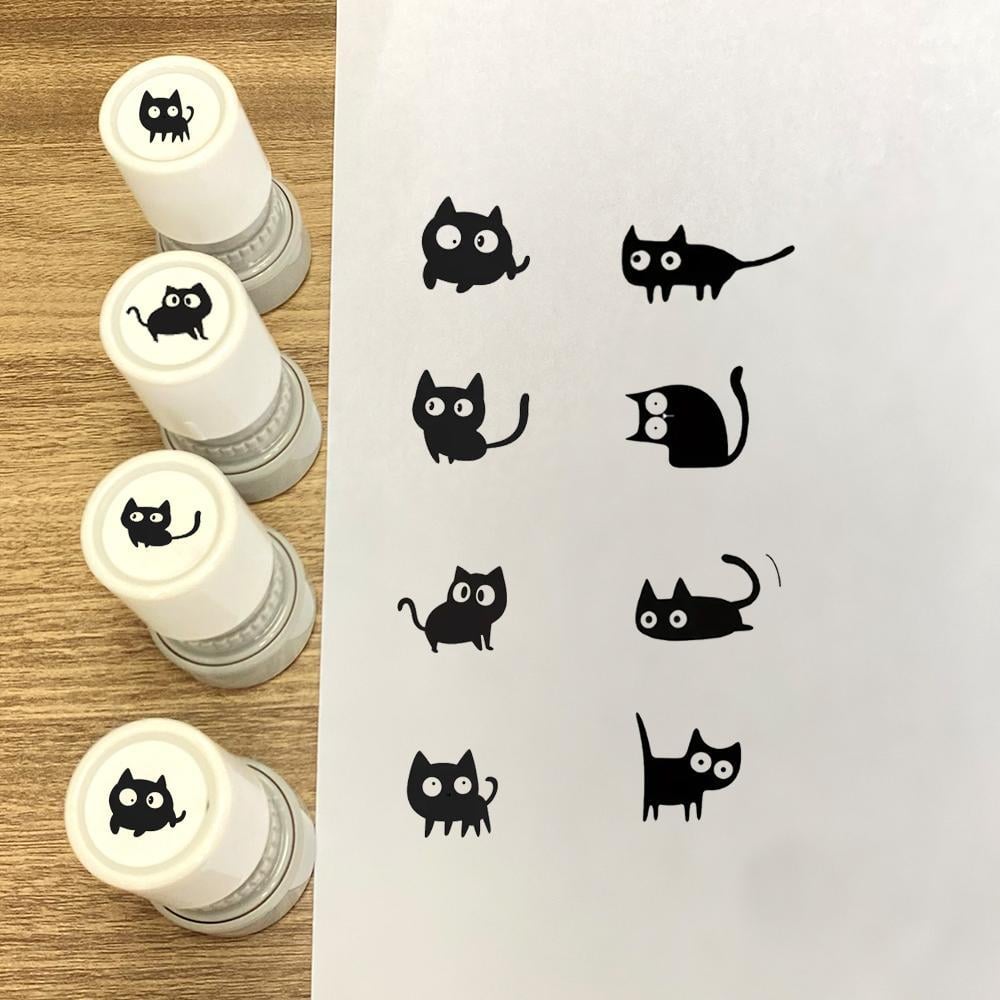 🐱 Cute Kitten Design Round Self-inking Stamp 🐾