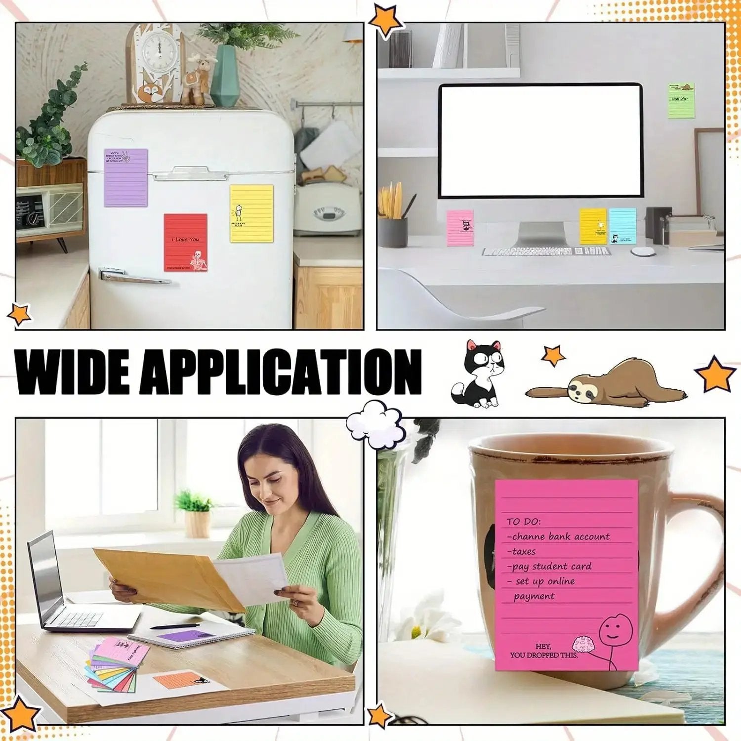🔥12pcs Funny Office Sticky Notes Set