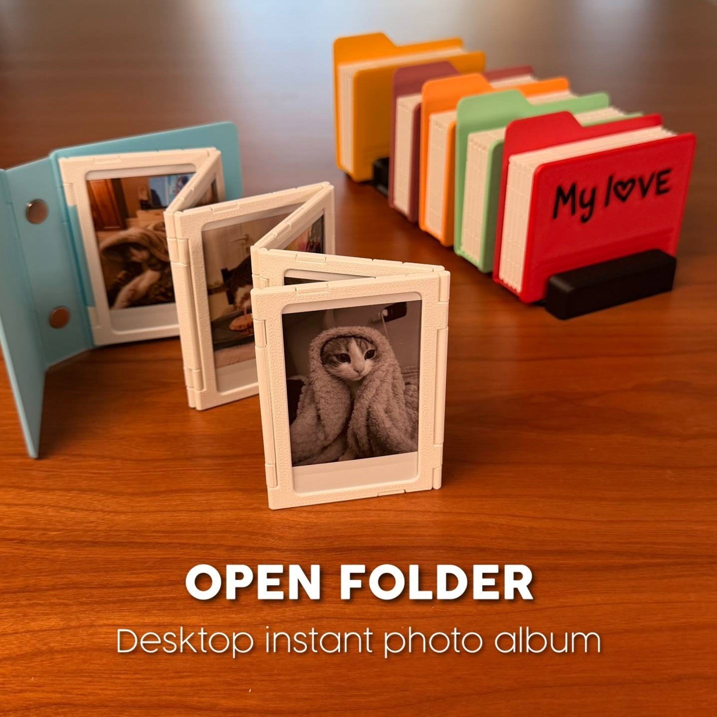 Folding Photo Album – Desktop Instant Photo Display with Blank Cover