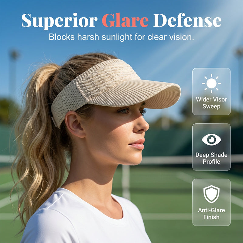 Women's Breathable Knit High Ponytail Sun Visor